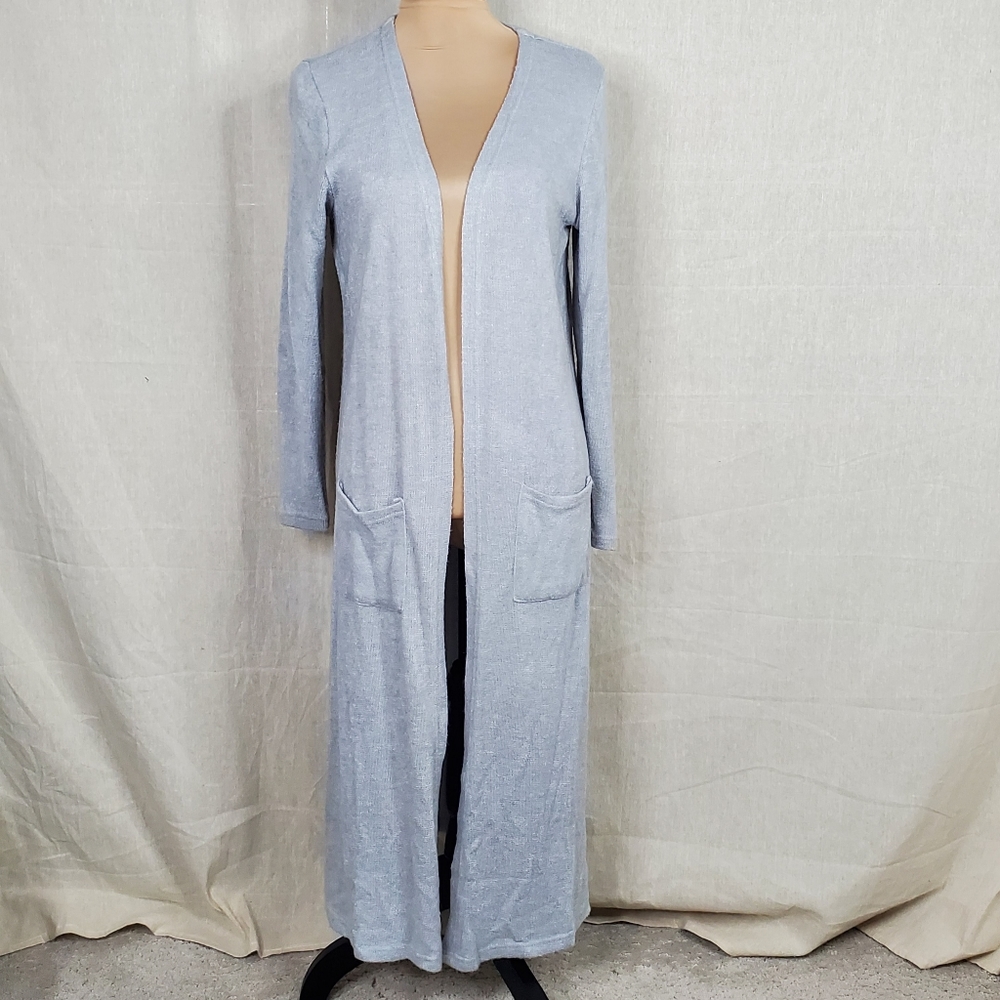 ♤♤ Elia Cher Gray Open Front Duster Cardigan Size 6